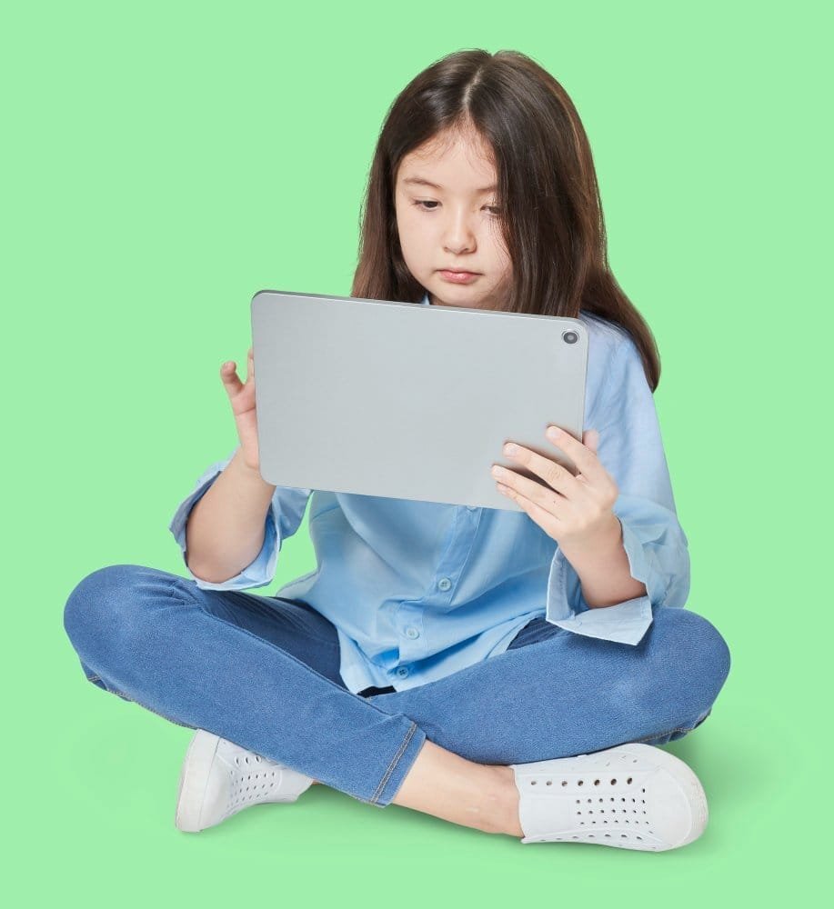 girl using digital tablet studio